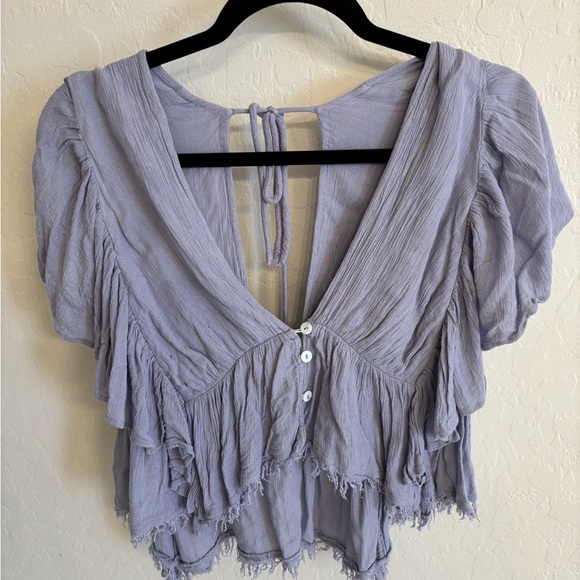 Free People Lilac Ruffle Top - Picture 2 of 6